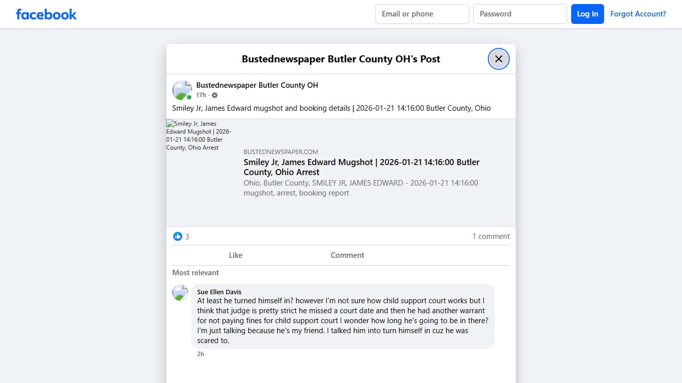 Smiley Jr, James Edward... - Bustednewspaper Butler County OH Facebook