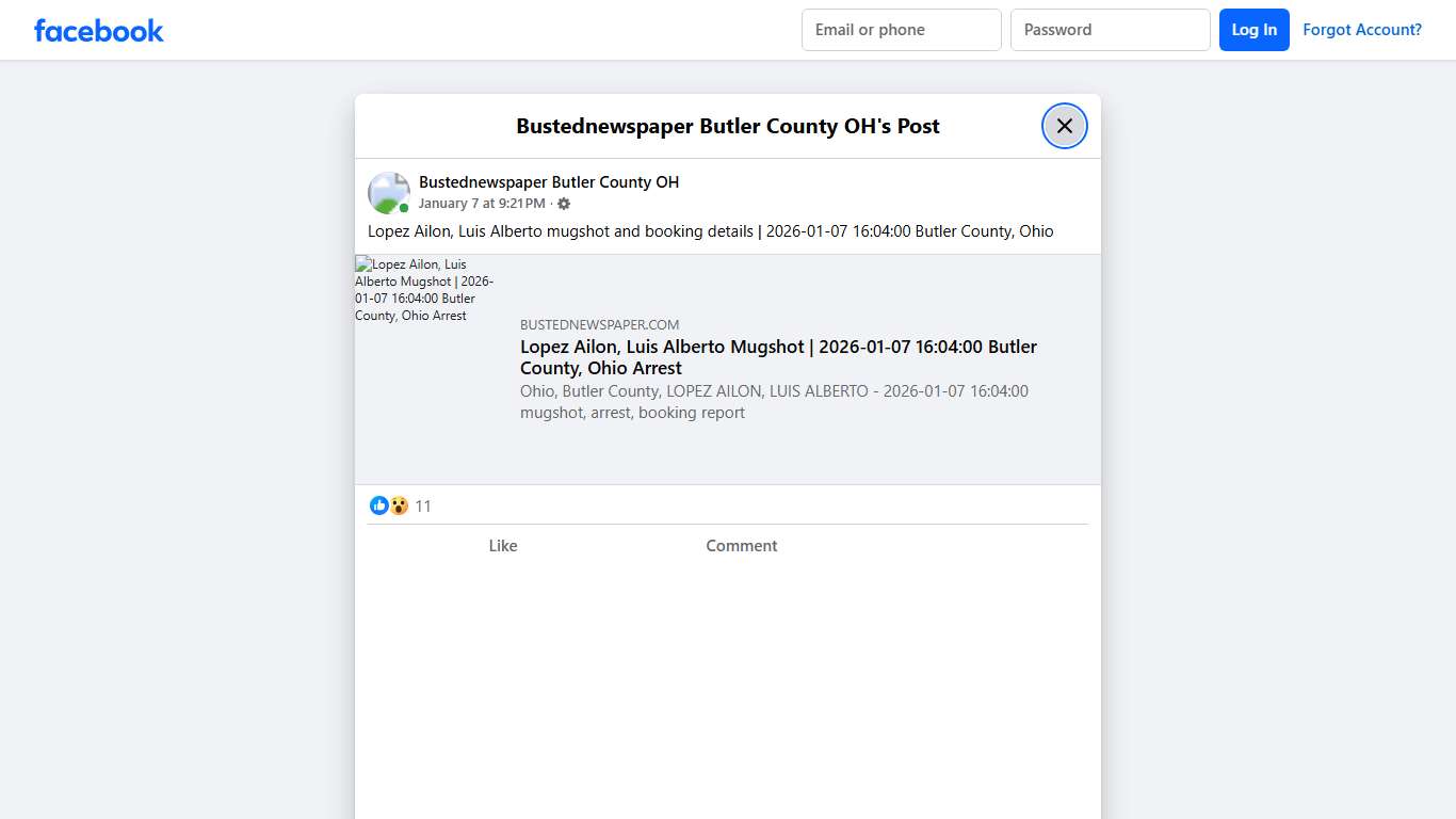 Lopez Ailon, Luis... - Bustednewspaper Butler County OH Facebook